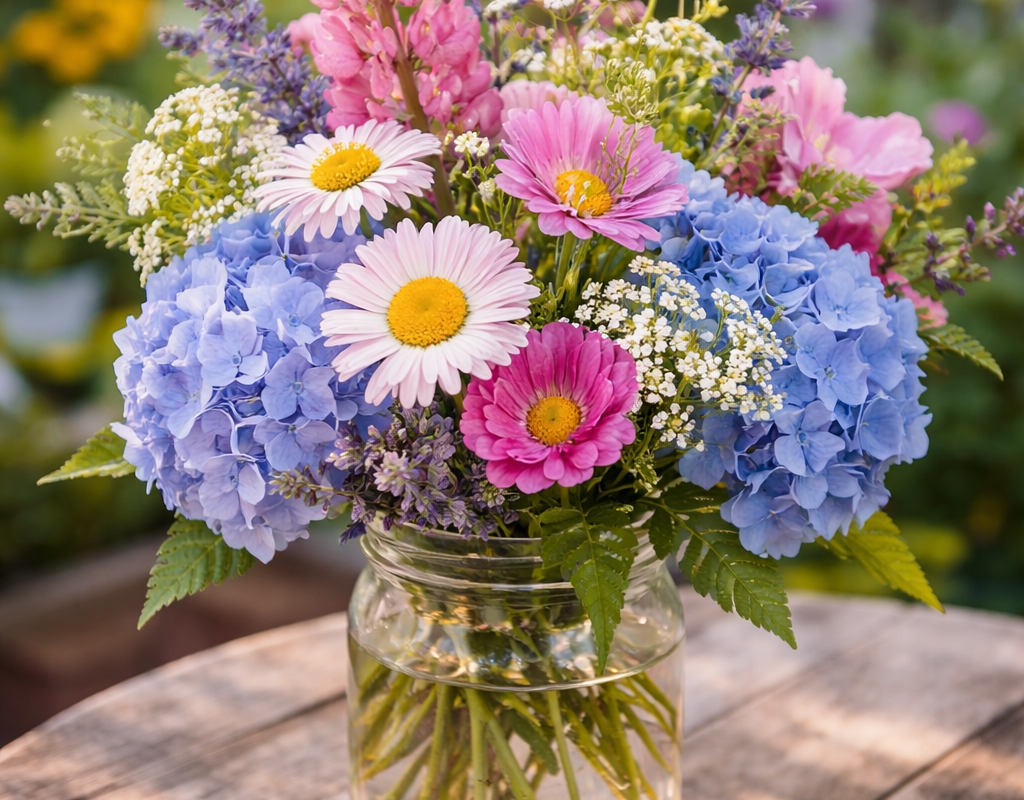 flowers in a jar