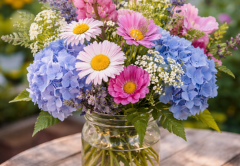 flowers in a jar